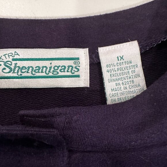 Extra Shenanigans Women's Embroidered Navy Button Up Cardigan - 1X - Picture 8 of 9